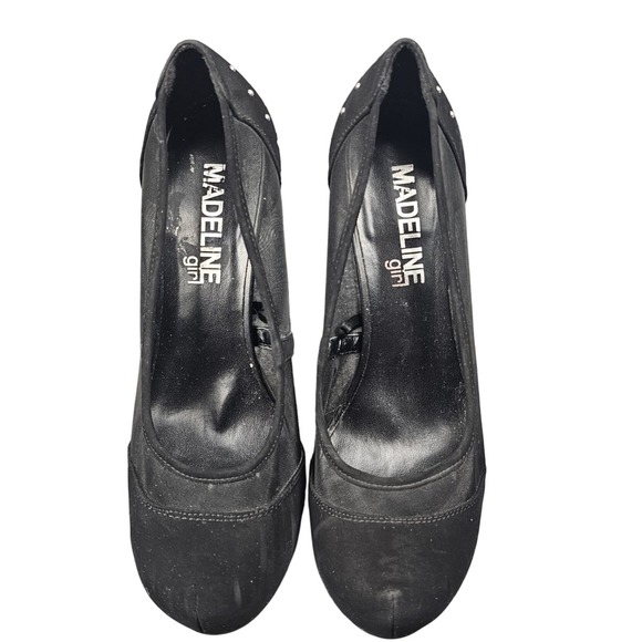 Madeline Girl Black Polka‎ Dot Mesh Stiletto Heels Party Shoes Womens 8M - Picture 3 of 8